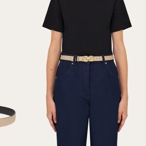 Salvatore Ferragamo Gold and Tan Luxury Belt